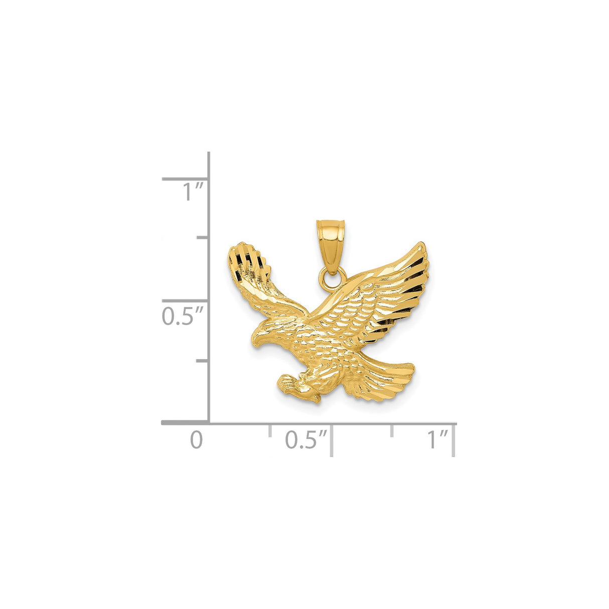 14k Yellow Gold Eagle Pendant, Soaring Bird in Flight Design, Patriotic Symbol for Men or Unisex