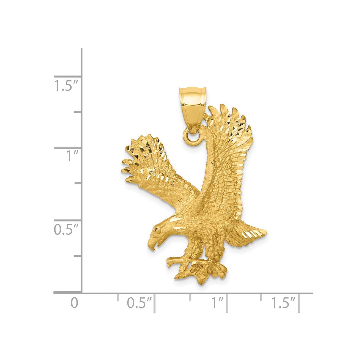 14k Yellow Gold Eagle Pendant with Outstretched Wings, Patriotic American Symbol for Men