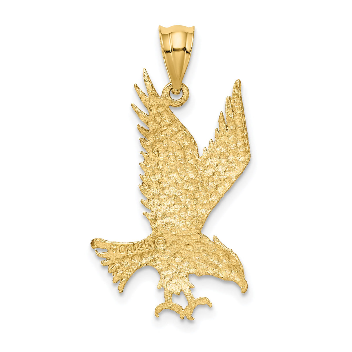 14k Yellow Gold Eagle Pendant, Soaring Bird Design Symbolizing Freedom and Strength for Men
