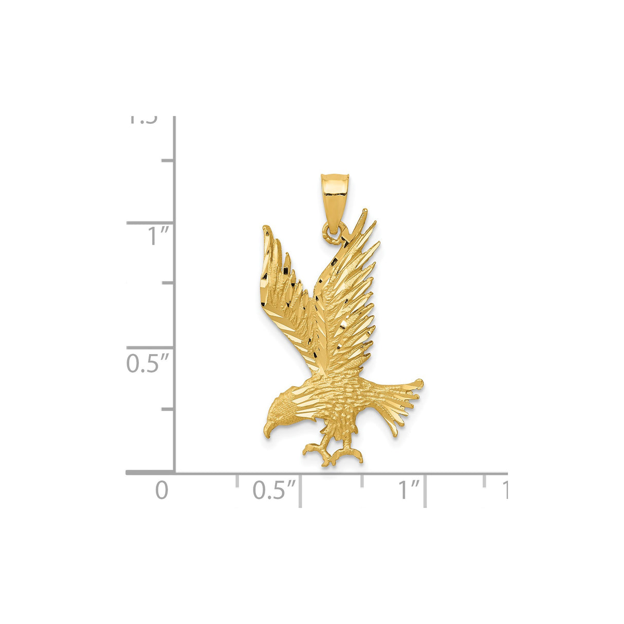 14k Yellow Gold Eagle Pendant, Soaring Bird Design Symbolizing Freedom and Strength for Men