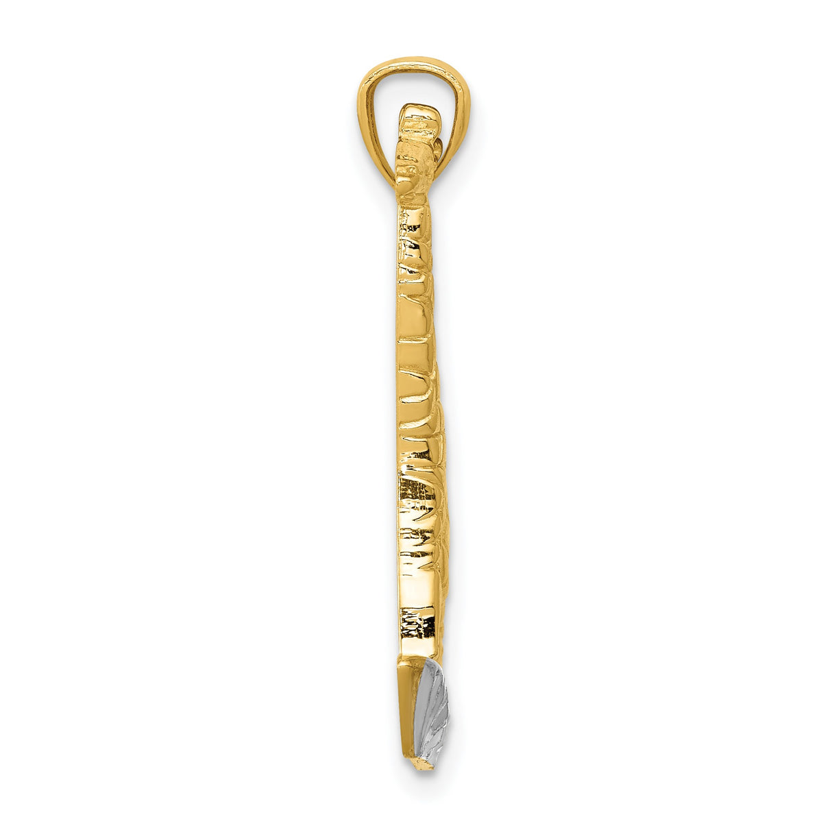 14k Multi-Tone Gold Giraffe Pendant, Textured High Polish Safari Animal Charm