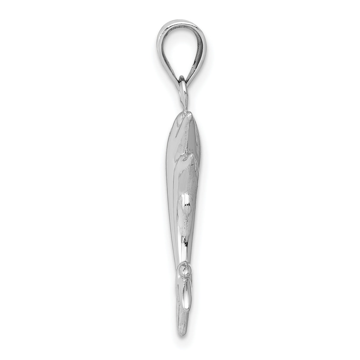 Large And Small Dolphin Pair Charm Pendant in Real 14k White Gold