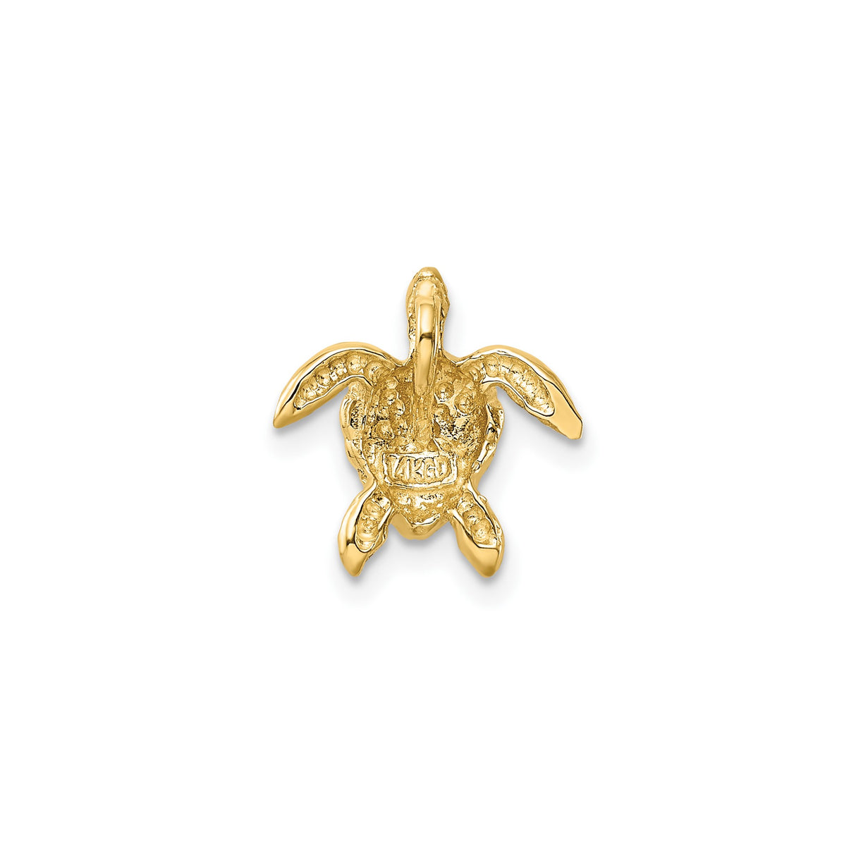 14k Yellow Gold Sea Turtle Pendant with Detailed Shell and Flippers, Ocean Animal Jewelry Charm
