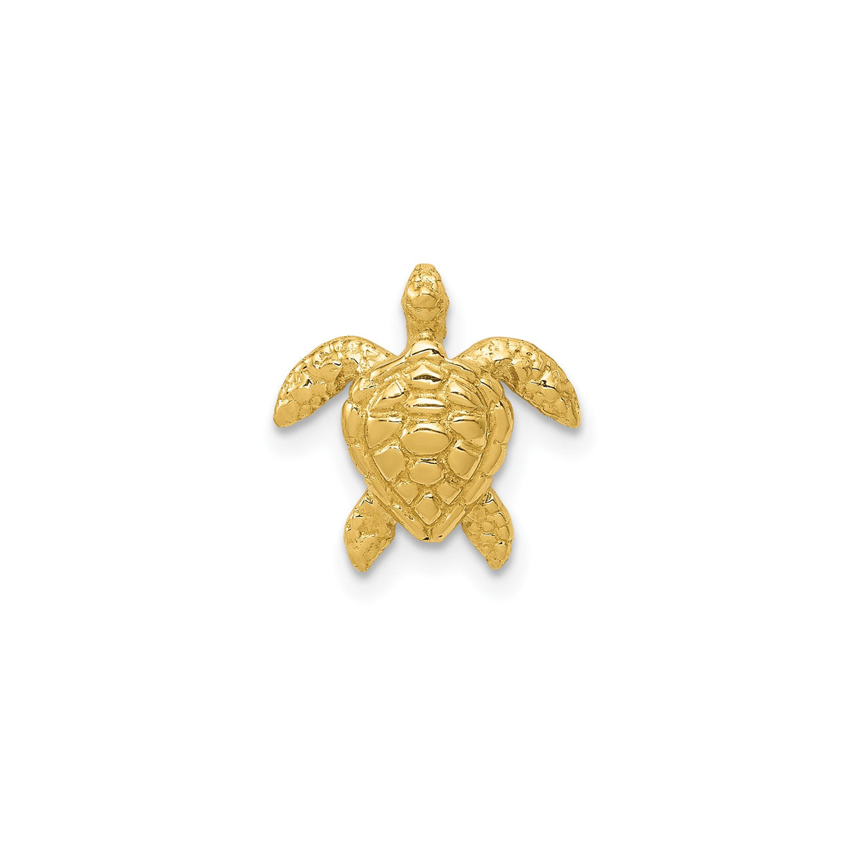 14k Yellow Gold Sea Turtle Pendant with Detailed Shell and Flippers, Ocean Animal Jewelry Charm