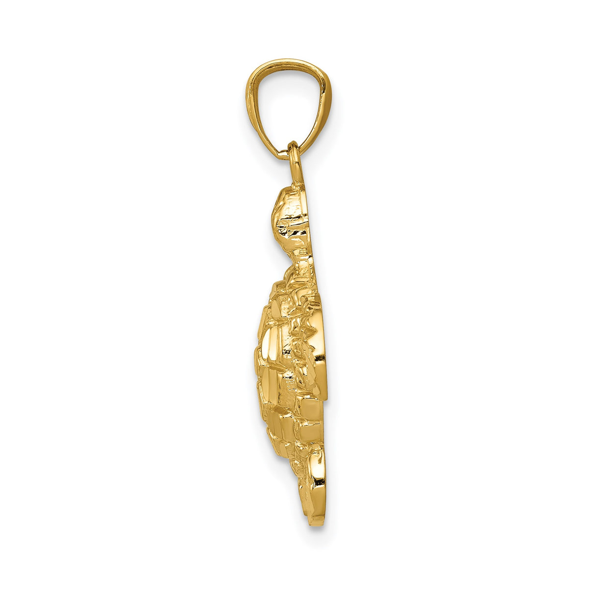 14k Yellow Gold Sea Turtle Pendant with Detailed Shell and Flipper Design, Nautical Ocean Theme