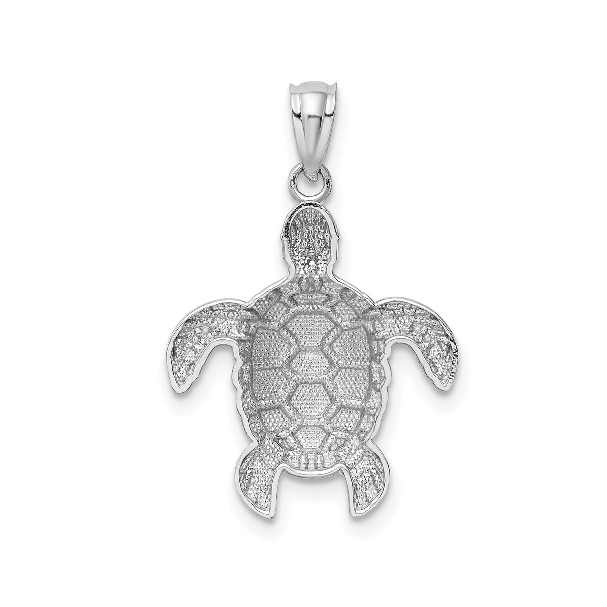14k White Gold Sea Turtle Pendant, Nature-Inspired Marine Animal Jewelry for Women or Unisex Wear