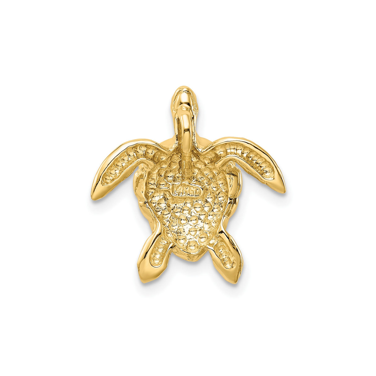 14k Yellow Gold Sea Turtle Pendant with Detailed Shell Design, Nautical Style for Women or Unisex