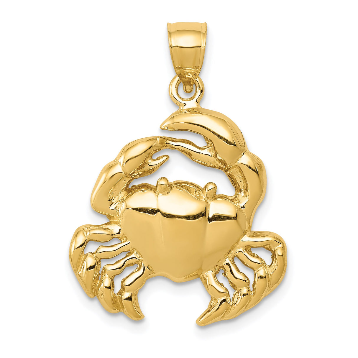 14k Yellow Gold Crab Pendant, Cancer Zodiac Sign Charm, Astrology Jewelry for Unisex