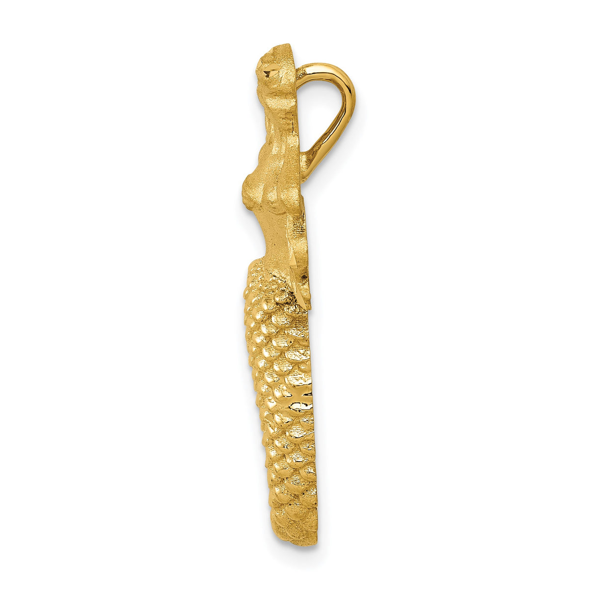 14k Yellow Gold Mermaid Pendant, Sculpted Nautical Charm, Ocean Fantasy Jewelry for Women