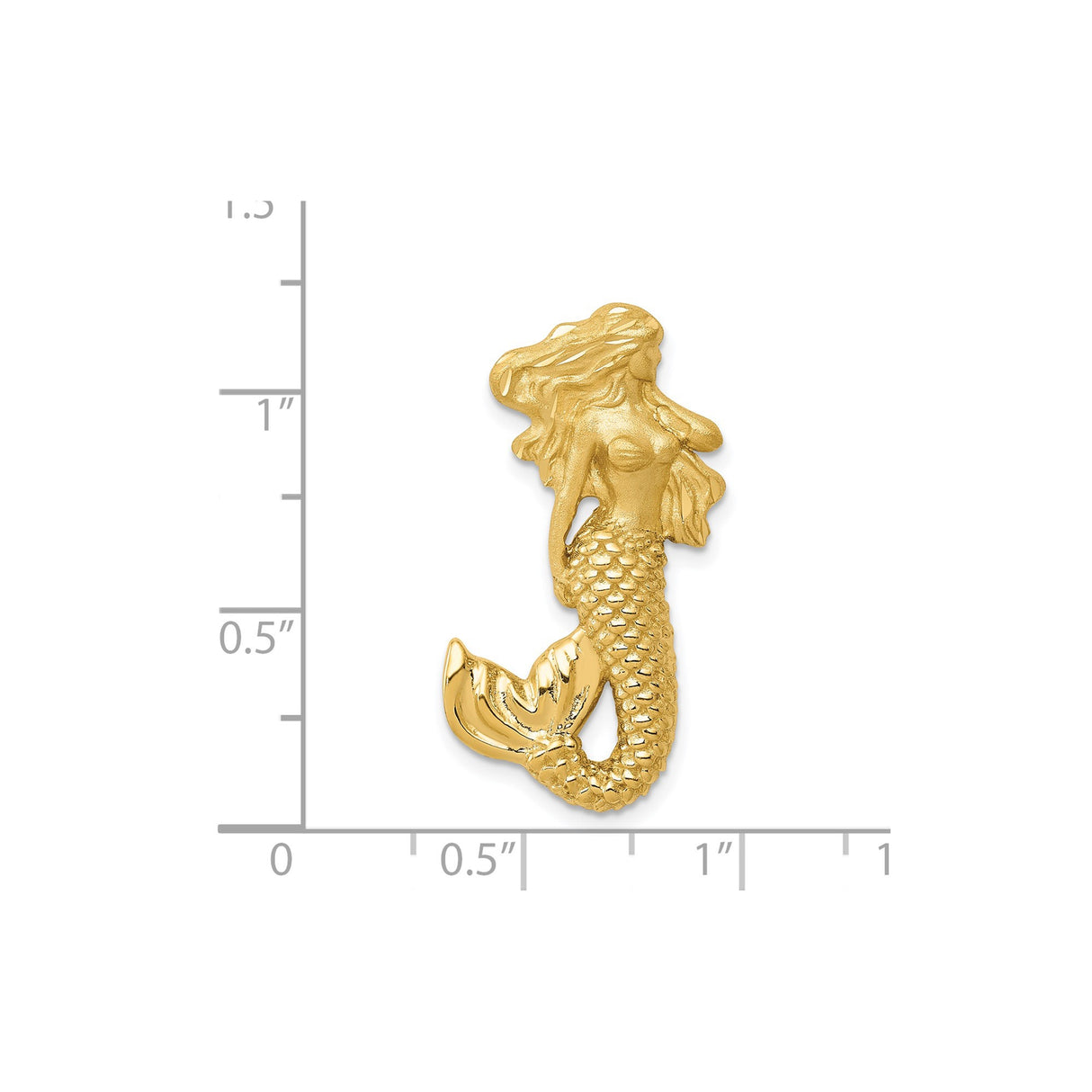 14k Yellow Gold Mermaid Pendant, Sculpted Nautical Charm, Ocean Fantasy Jewelry for Women