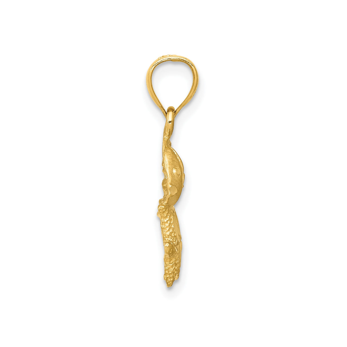 14k Yellow Gold Tropical Fish and Sand Dollar Pendant, Ocean Life and Nautical Theme