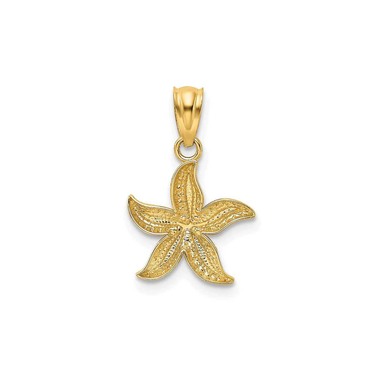 14k Multi-Tone Gold Starfish Pendant, Textured Nautical Marine Design for Women