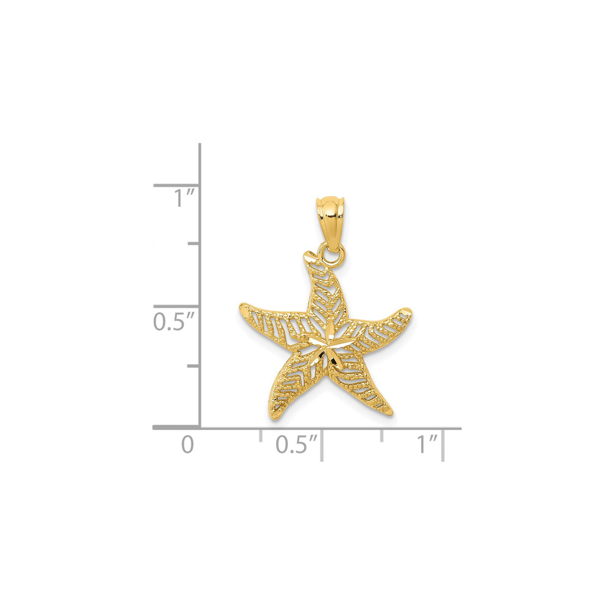 14k Yellow Gold Starfish Pendant with Filigree Detailing, Ocean-Inspired Nautical Charm