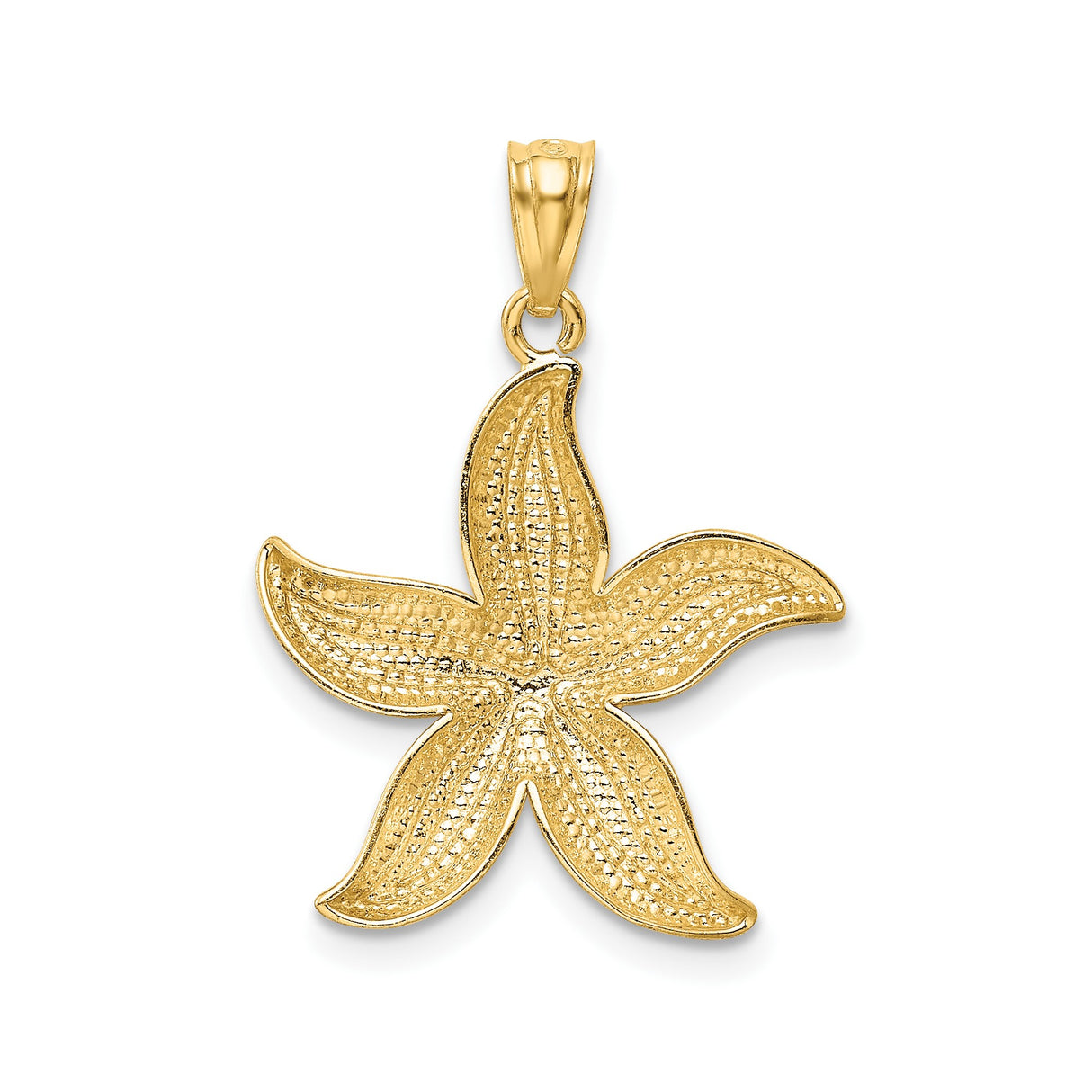 14k Yellow Gold and Rhodium Starfish Pendant with Diamond Cut Details, Nautical Ocean Charm