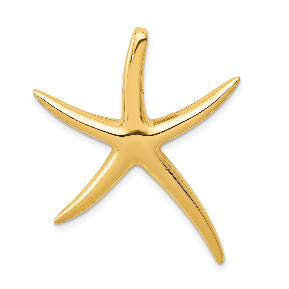 14k Yellow Gold Starfish Pendant, Polished Nautical Ocean-Inspired Jewelry for Women