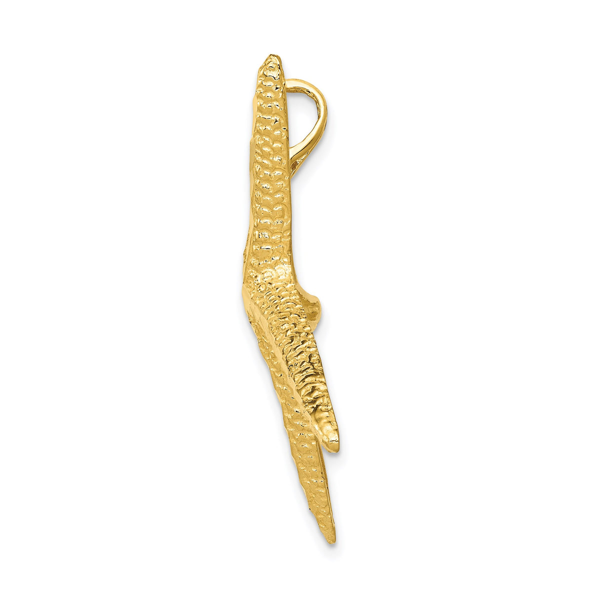 14k Yellow Gold Starfish Pendant, Textured Diamond Cut, Coastal Beach Style
