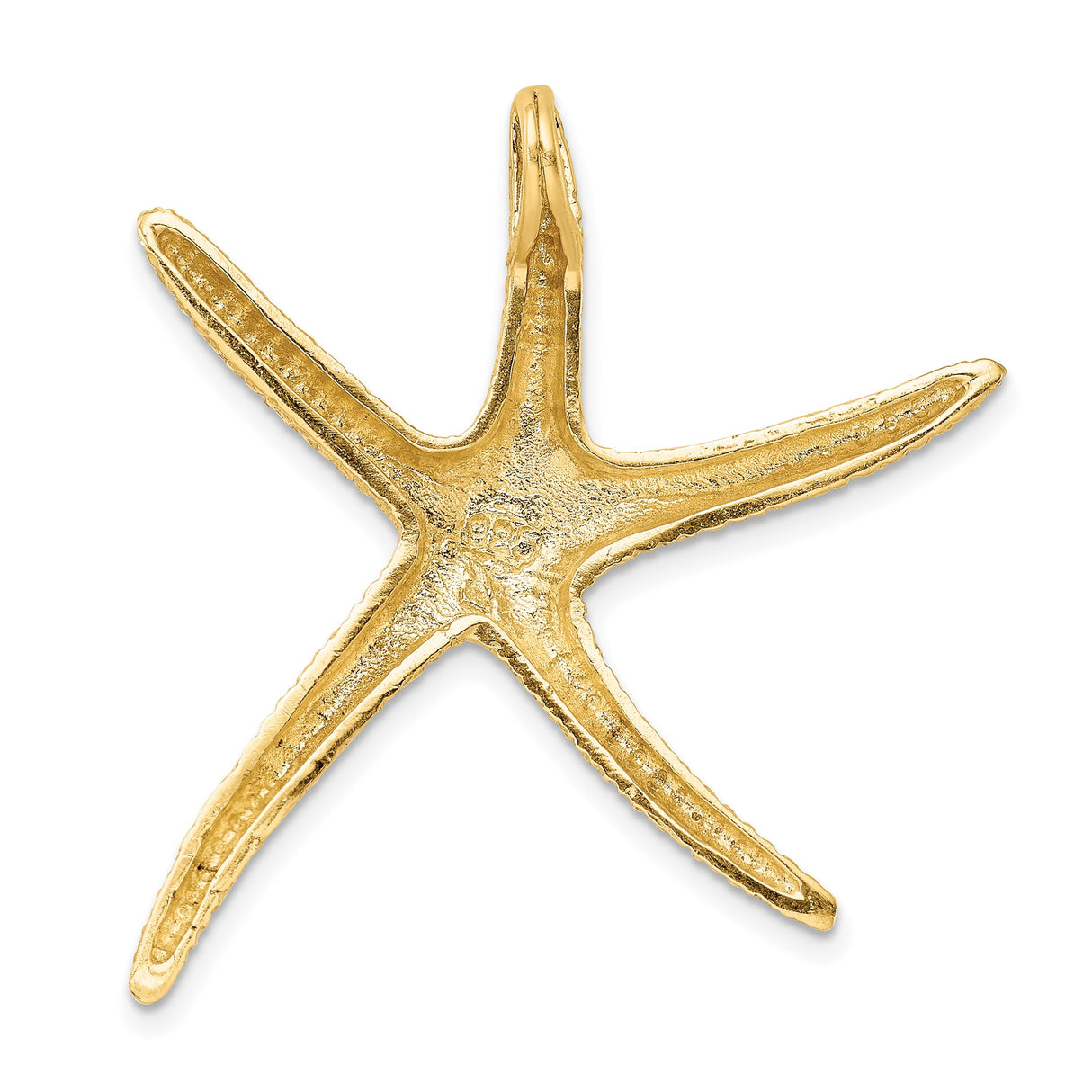 14k Yellow Gold Starfish Pendant, Textured Diamond Cut, Coastal Beach Style