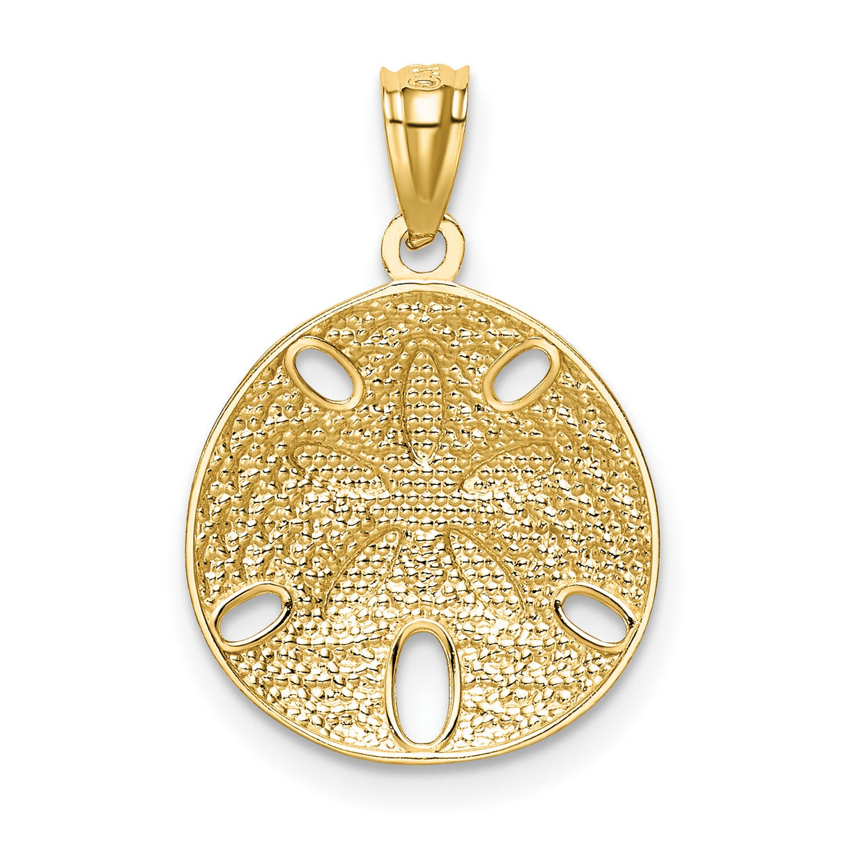 Polished Sand Dollar With Accents Charm Pendant in Real 14k Multi-Tone Gold