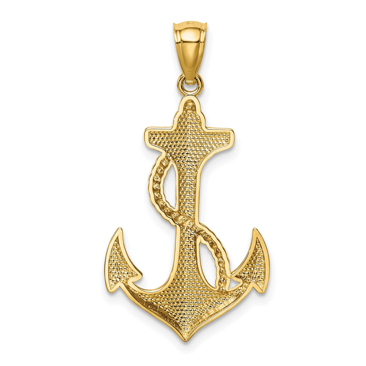 14k Yellow Gold Anchor Pendant with Rope Detail, Nautical Christian Faith Charm