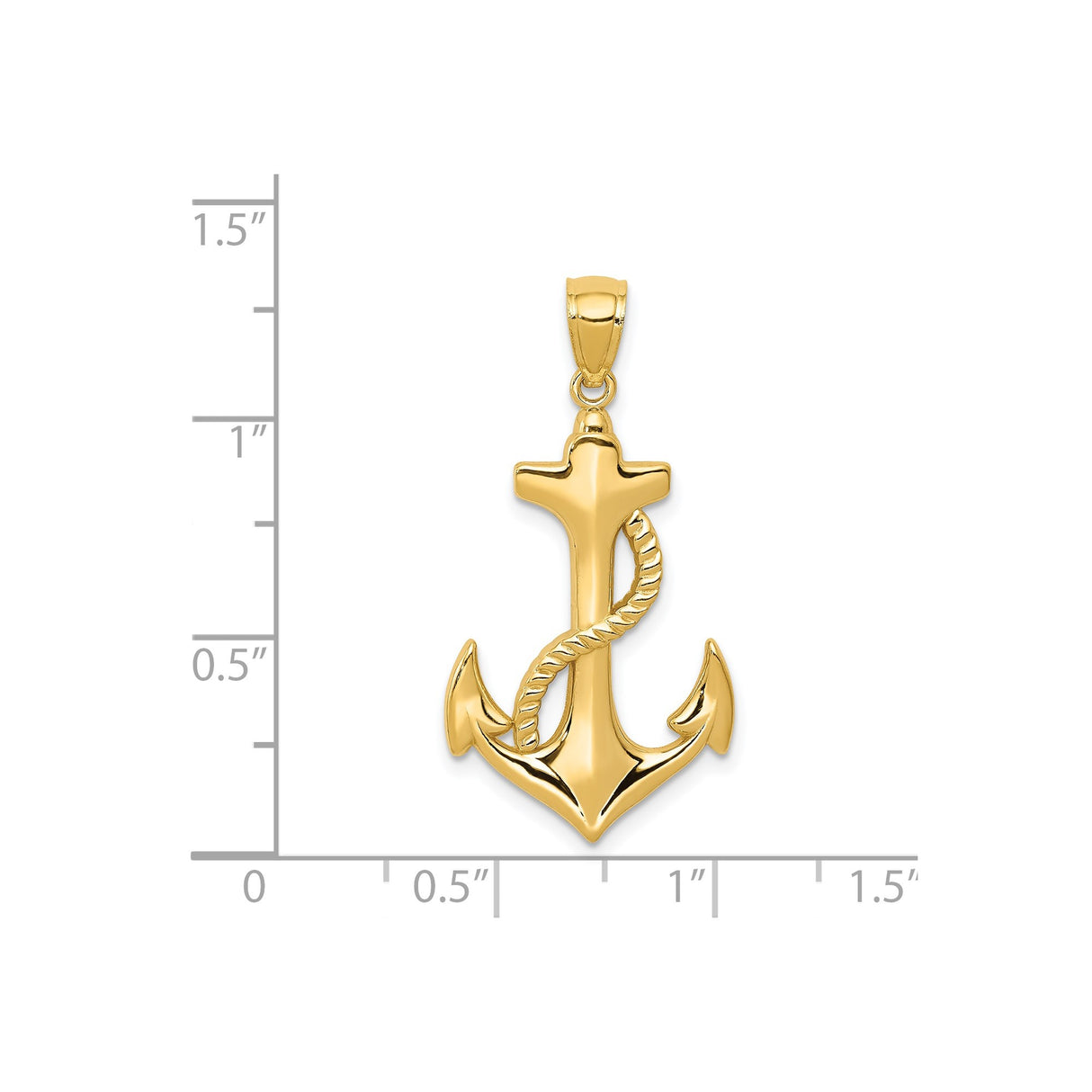 14k Yellow Gold Anchor Pendant with Rope Detail, Nautical Christian Faith Charm