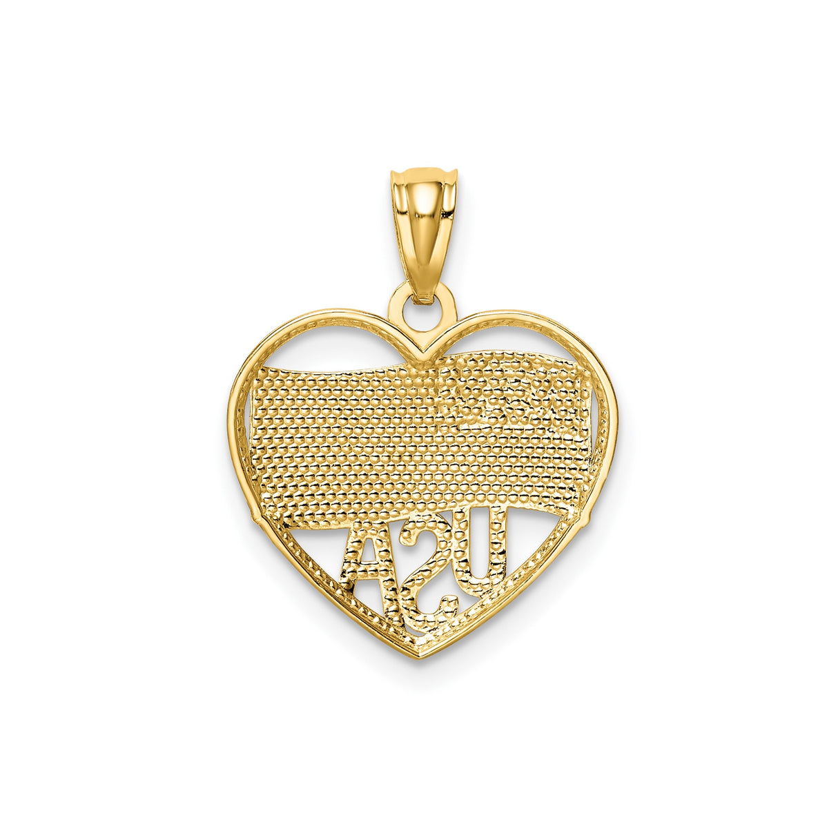 14k Multi-Tone Gold Heart USA Pendant with American Flag Design