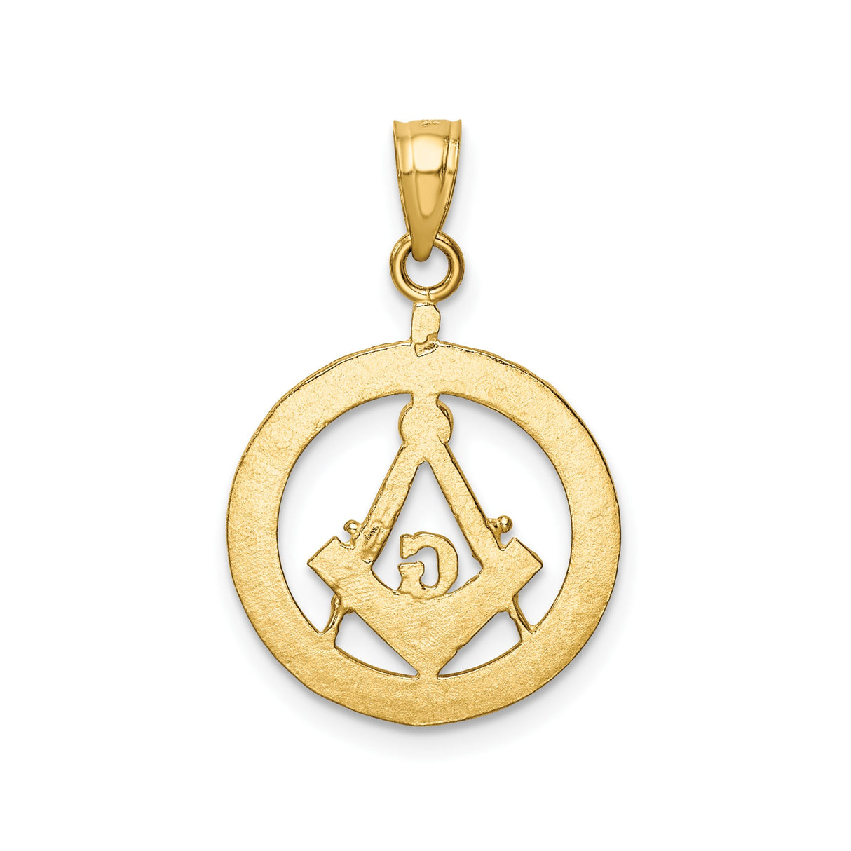 14k Yellow Gold Masonic Pendant with Square and Compass G Symbol, Freemason Brotherhood Charm for Men