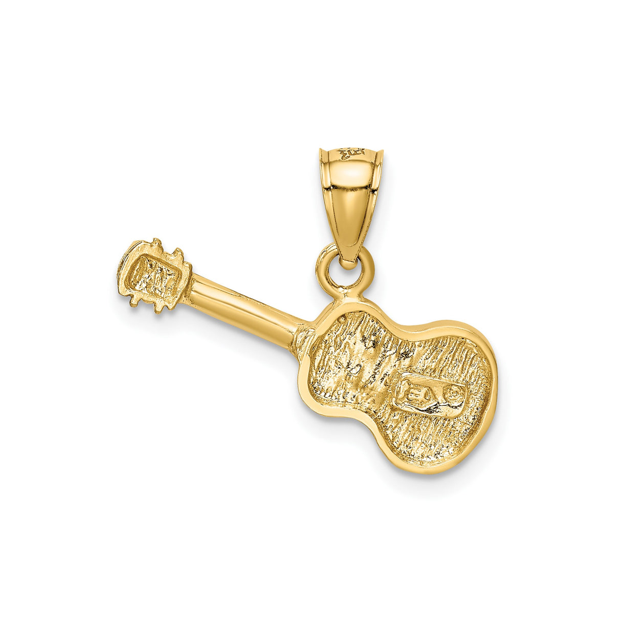 14k Yellow Gold Guitar Pendant with Detailed Acoustic Design, Music Charm for Men or Women