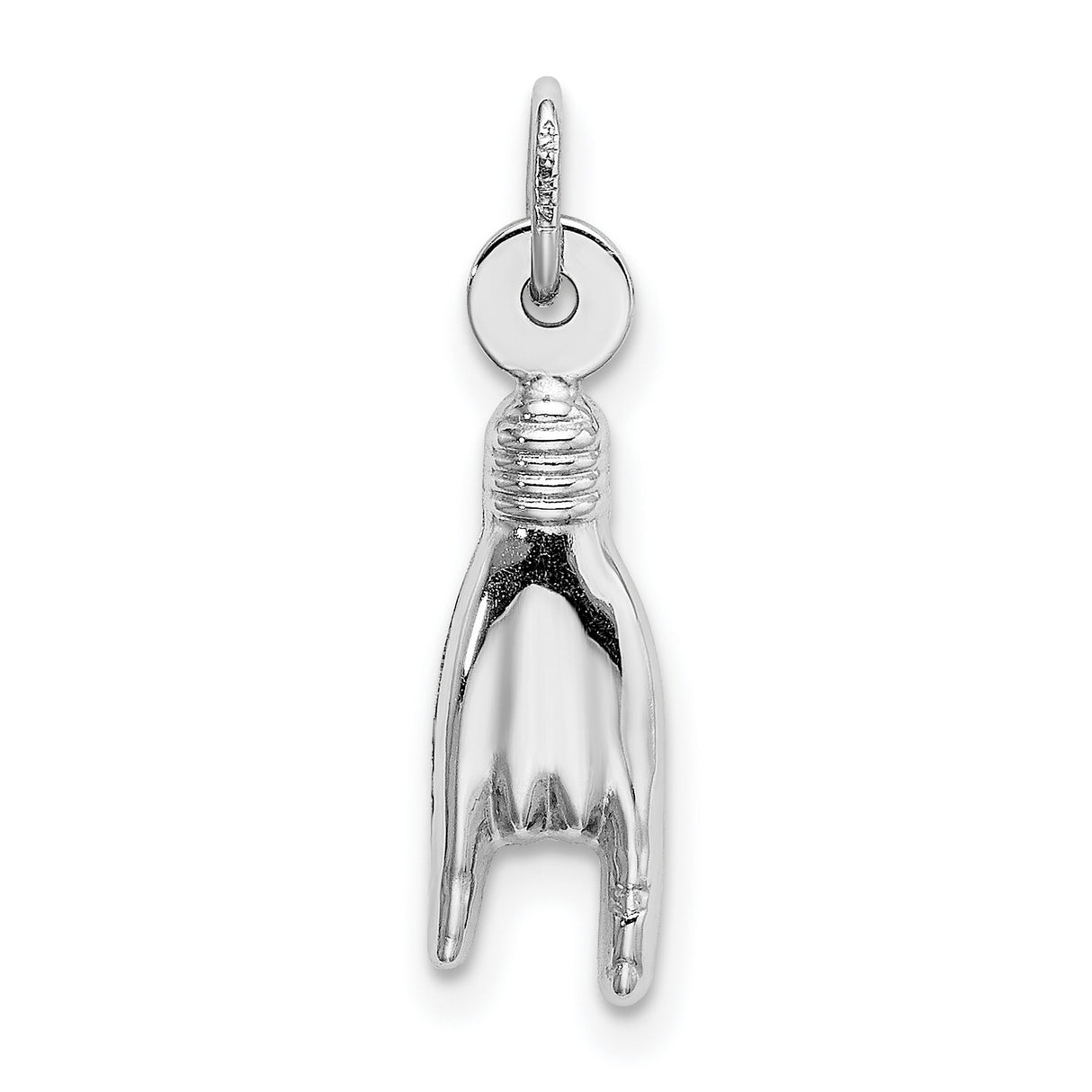 Rock On Hand Symbol Charm Pendant in Real 14k White Gold