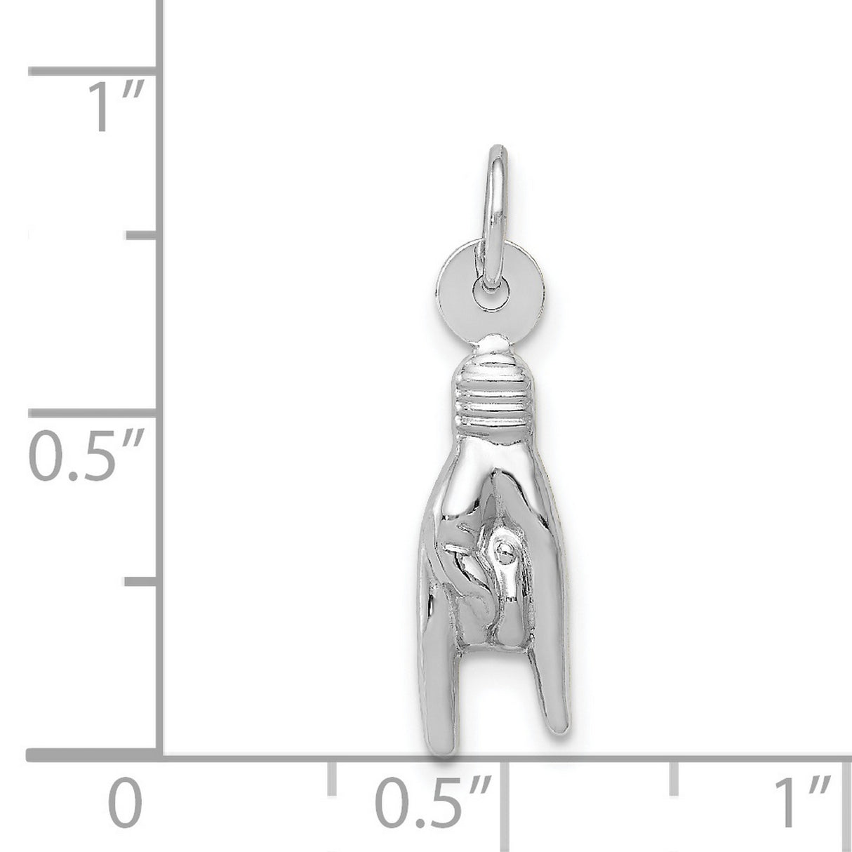 Rock On Hand Symbol Charm Pendant in Real 14k White Gold
