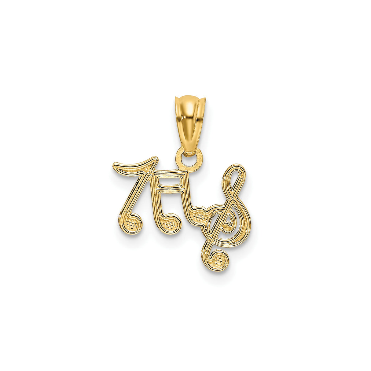 14k Yellow Gold Music Pendant with Treble Clef and Musical Notes, Unisex Charm