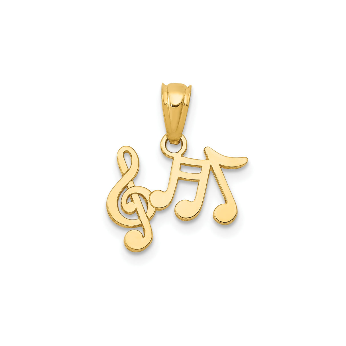 14k Yellow Gold Music Pendant with Treble Clef and Musical Notes, Unisex Charm