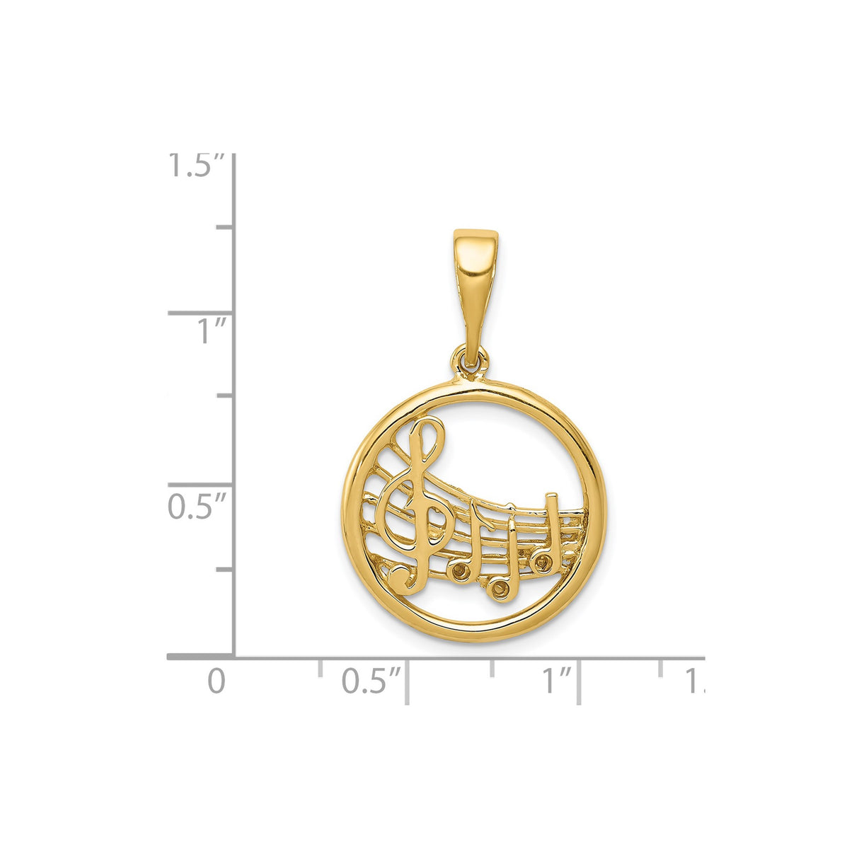 14k Yellow Gold Music Note Pendant with Treble Clef and Staff, Unisex Charm