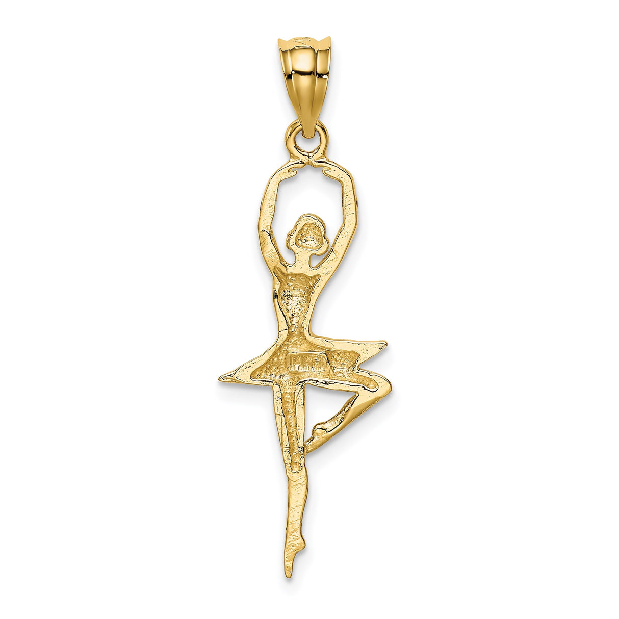 14k Yellow Gold Ballerina Pendant, Arabesque Pose Dancer Charm, Ballet Theme Jewelry for Women