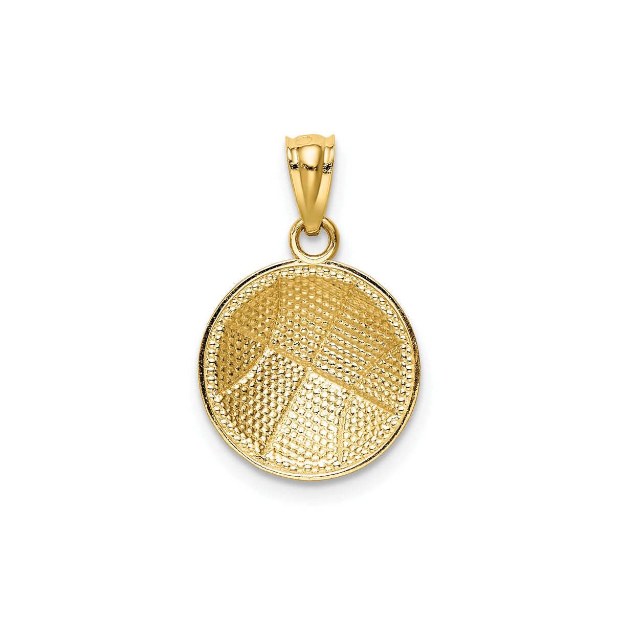 14k Yellow Gold Basketball Pendant with Textured Lines and Satin Finish for Men or Unisex