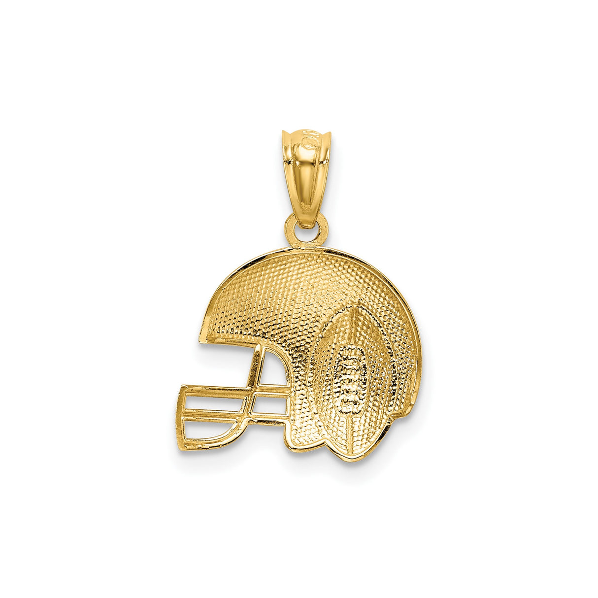 14k Yellow and Rhodium Gold Football Helmet Pendant, Satin Finish, Two-Tone Sports Charm