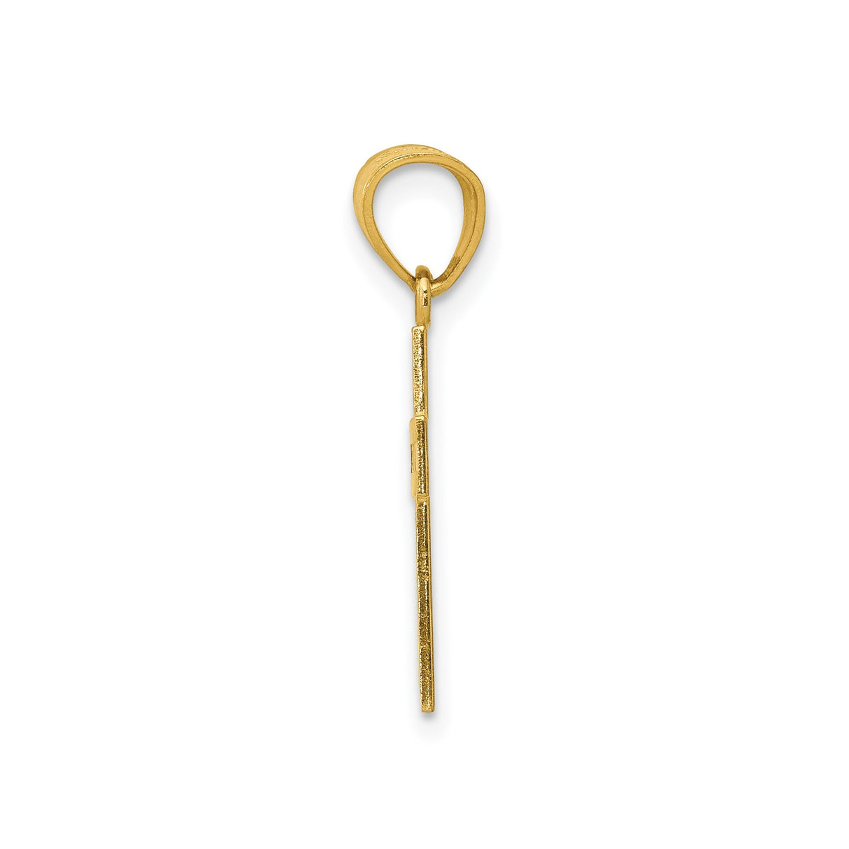 14k Yellow Gold Cross Pendant with Cut-Out Design, Textured Polished Finish, Religious Jewelry