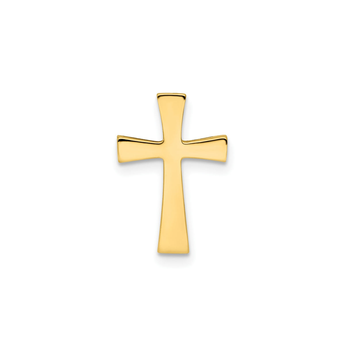 14k Yellow Gold Cross Pendant, Polished Latin Style with Flared Arms and Modern Design