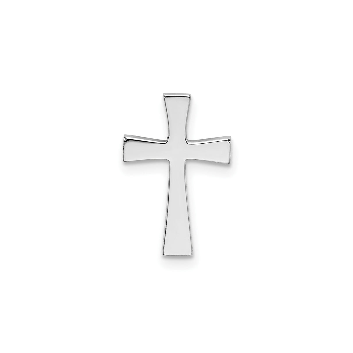 14k White Gold Cross Pendant, Minimalist Latin Cross with Flared Arms and High Polish Finish