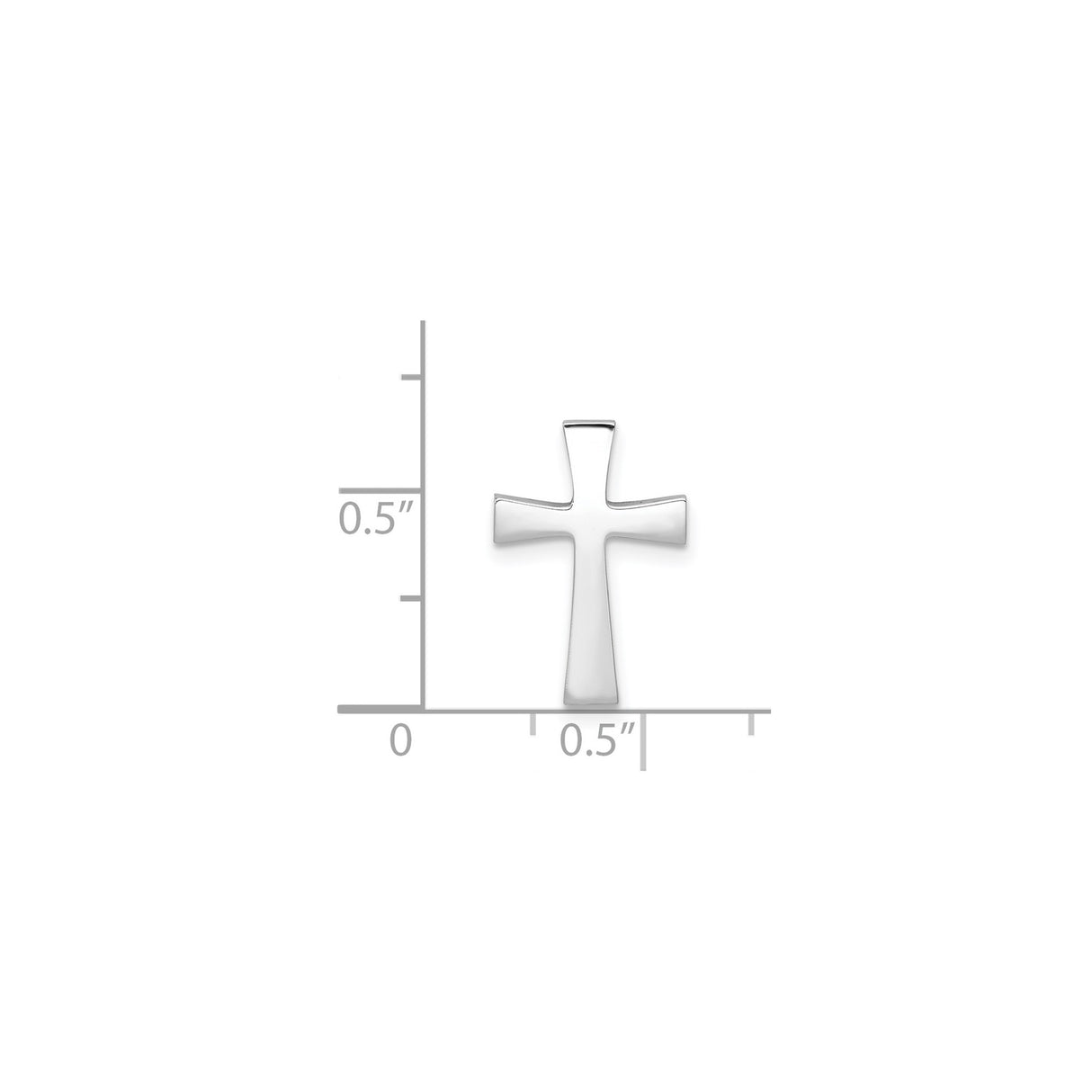 14k White Gold Cross Pendant, Minimalist Latin Cross with Flared Arms and High Polish Finish