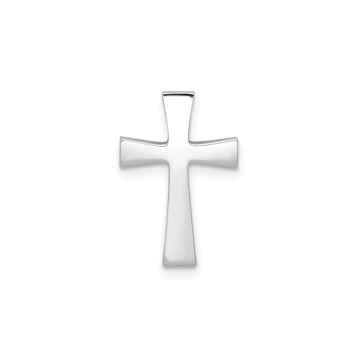 14k White Gold Cross Pendant, Minimalist Latin Cross with Flared Arms and High Polish Finish