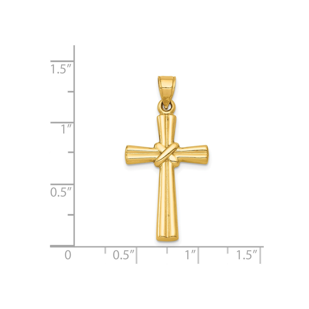 14k Yellow Gold Knot Latin Cross Pendant, Polished Minimal Design for Men and Women