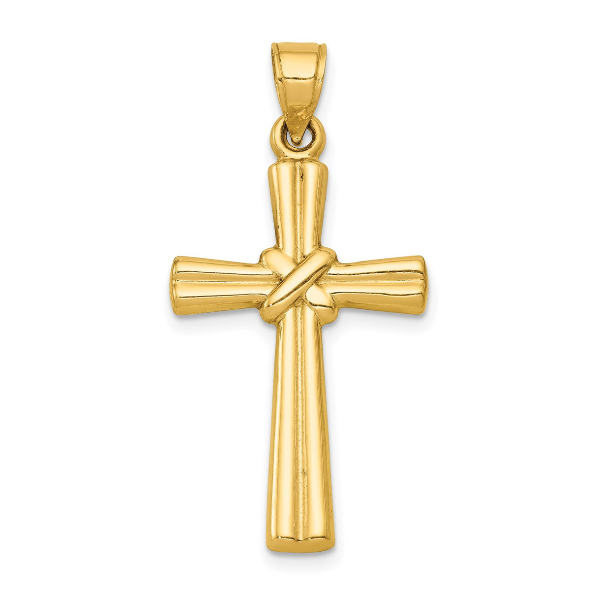 14k Yellow Gold Knot Latin Cross Pendant, Polished Minimal Design for Men and Women