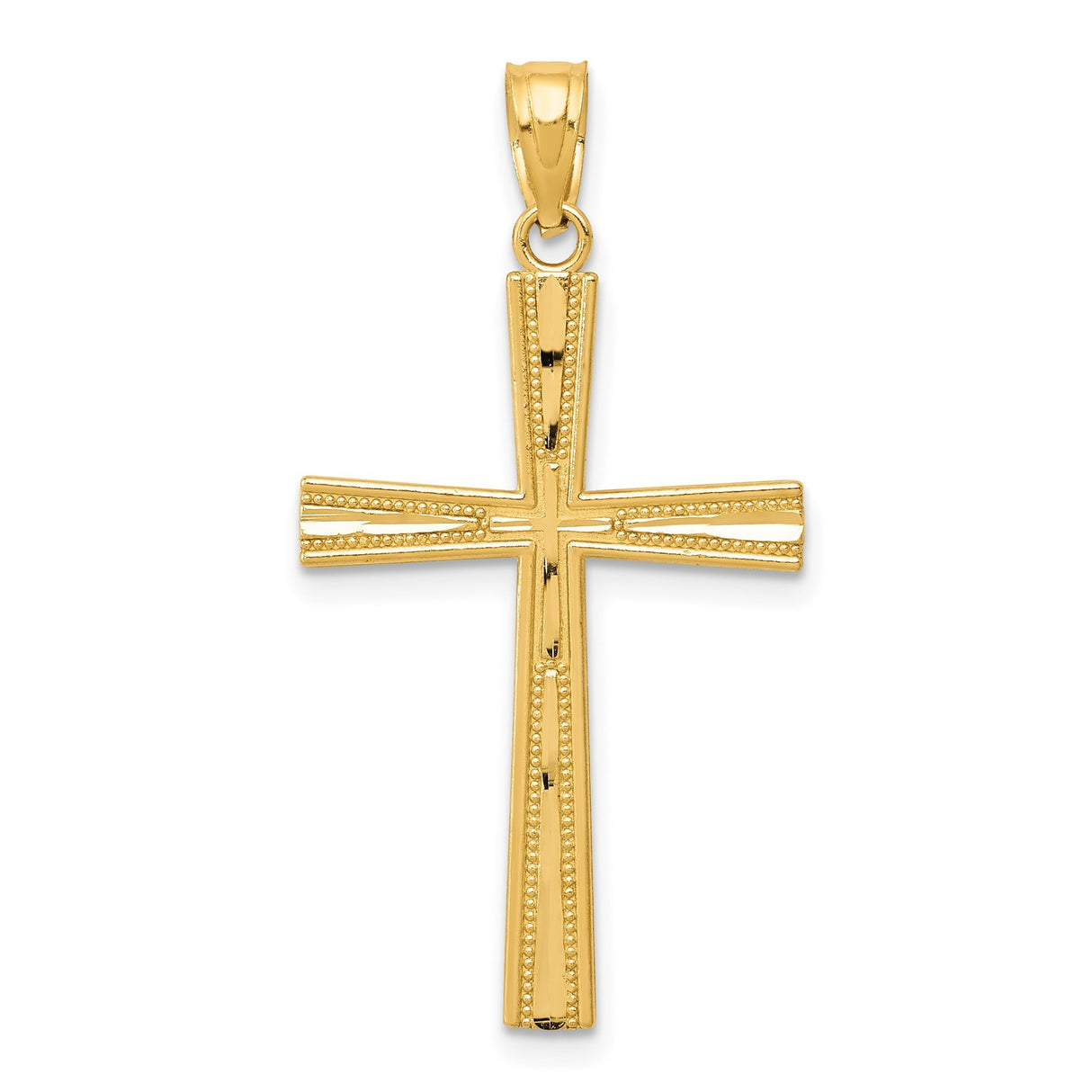 14k Yellow Gold Tapered Twin Latin Cross Pendant with Satin and Polished Finish