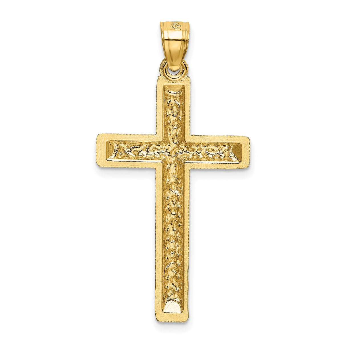 14k Yellow Gold Filigree Cross Pendant with Latin Design and Raised Accents