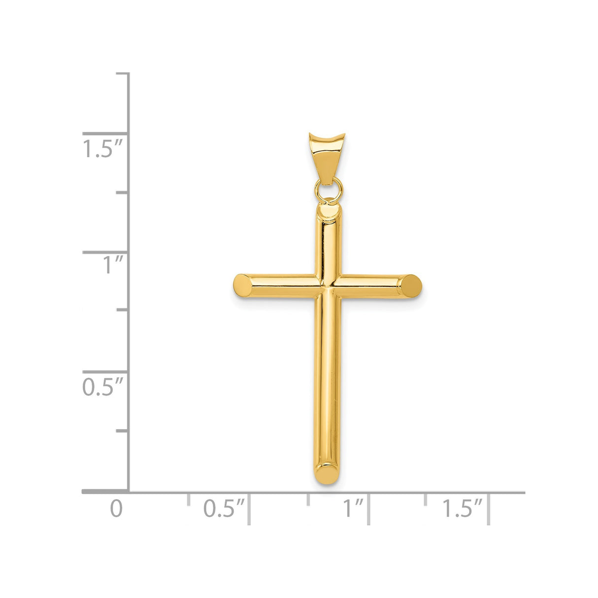 14k Yellow Gold Latin Cross Pendant, Polished Hollow Religious Charm, Unisex Spiritual Jewelry