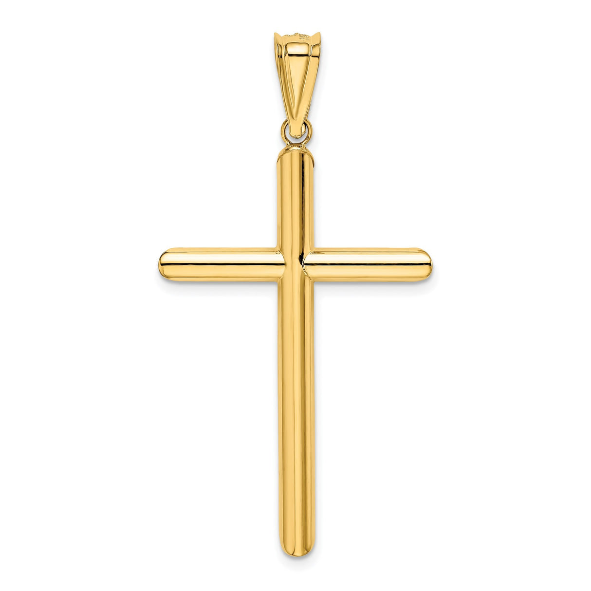 14k Yellow Gold Latin Cross Pendant, Polished Minimalist Religious Jewelry for Men and Women