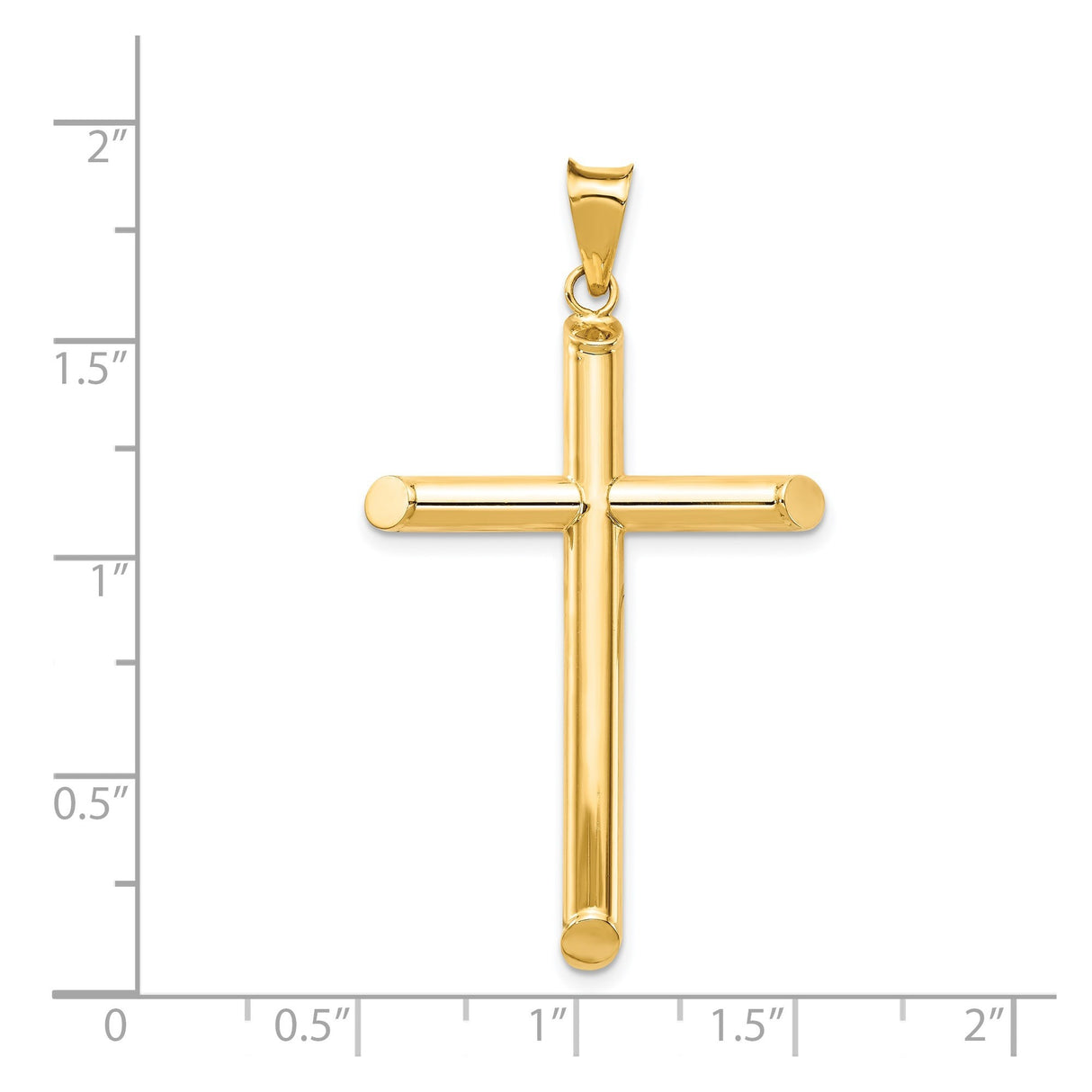 14k Yellow Gold Latin Cross Pendant, Polished Minimalist Religious Jewelry for Men and Women