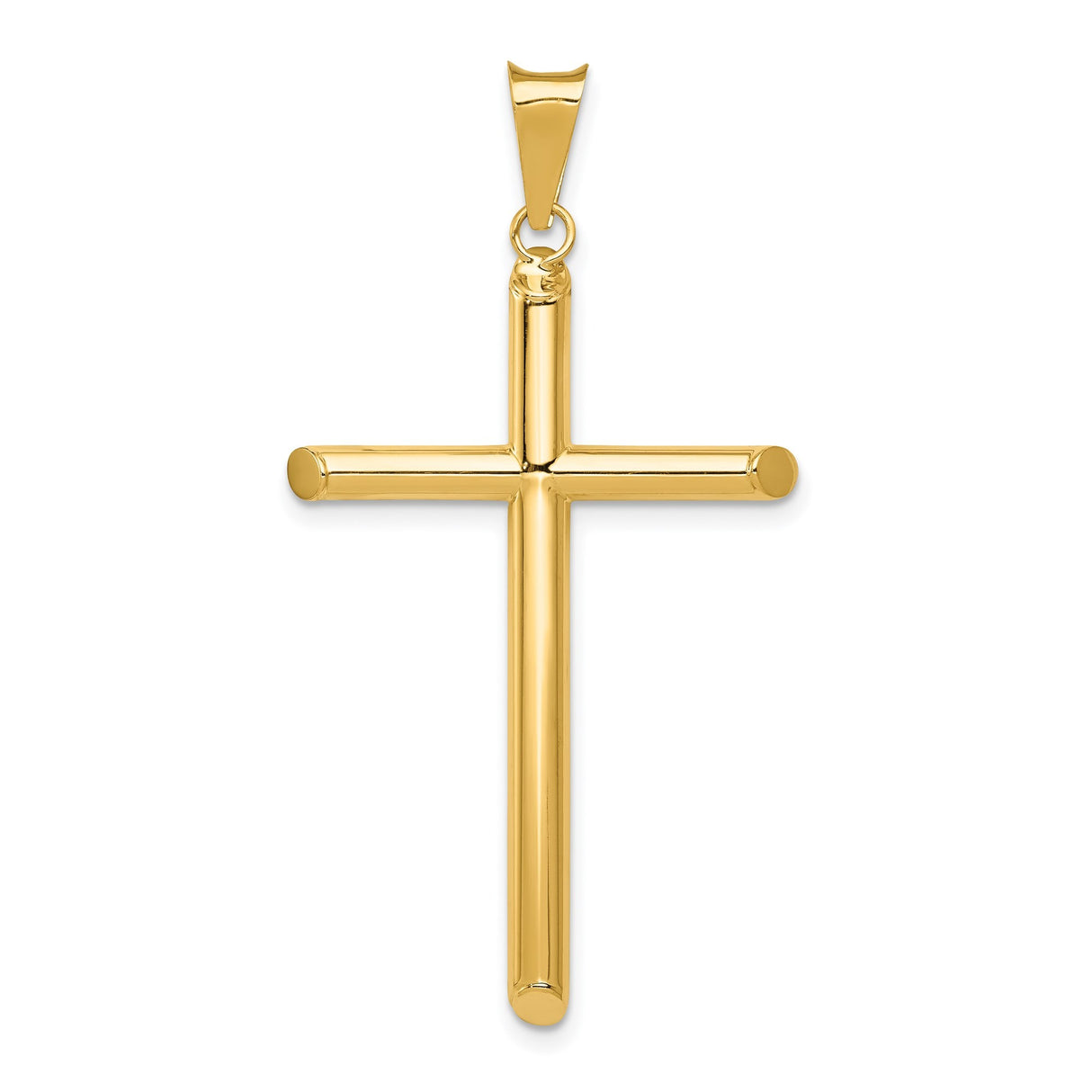 14k Yellow Gold Latin Cross Pendant, Polished Religious Charm for Men and Women