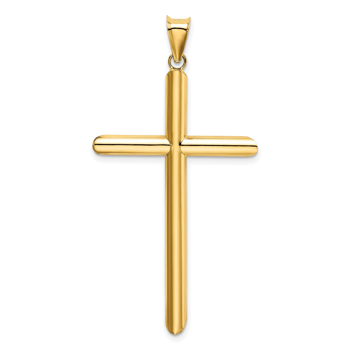 14k Yellow Gold Latin Cross Pendant, Tubular Minimalist Design for Men and Women