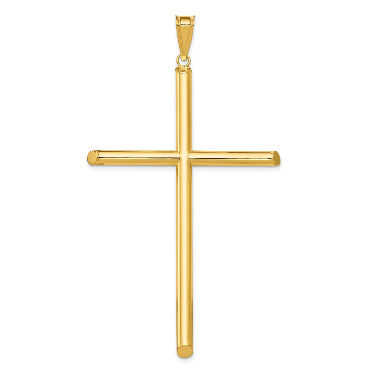 14k Yellow Gold Cross Pendant, Slim Latin Cross Design, High Polish Finish, Unisex Faith Jewelry